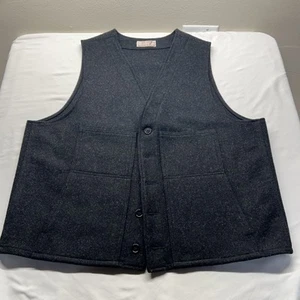 CHALECO DE COLECCIÓN CC FILSON MACKINAW NEGRO CARBÓN 100% LANA VIRGEN PARA HOMBRE 48 EE. UU. CAZA - Imagen 1 de 8