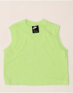 NIKE Womens Crop Graphic Vest Top UK 6 XS Green Cotton BV22 - Picture 1 of 4
