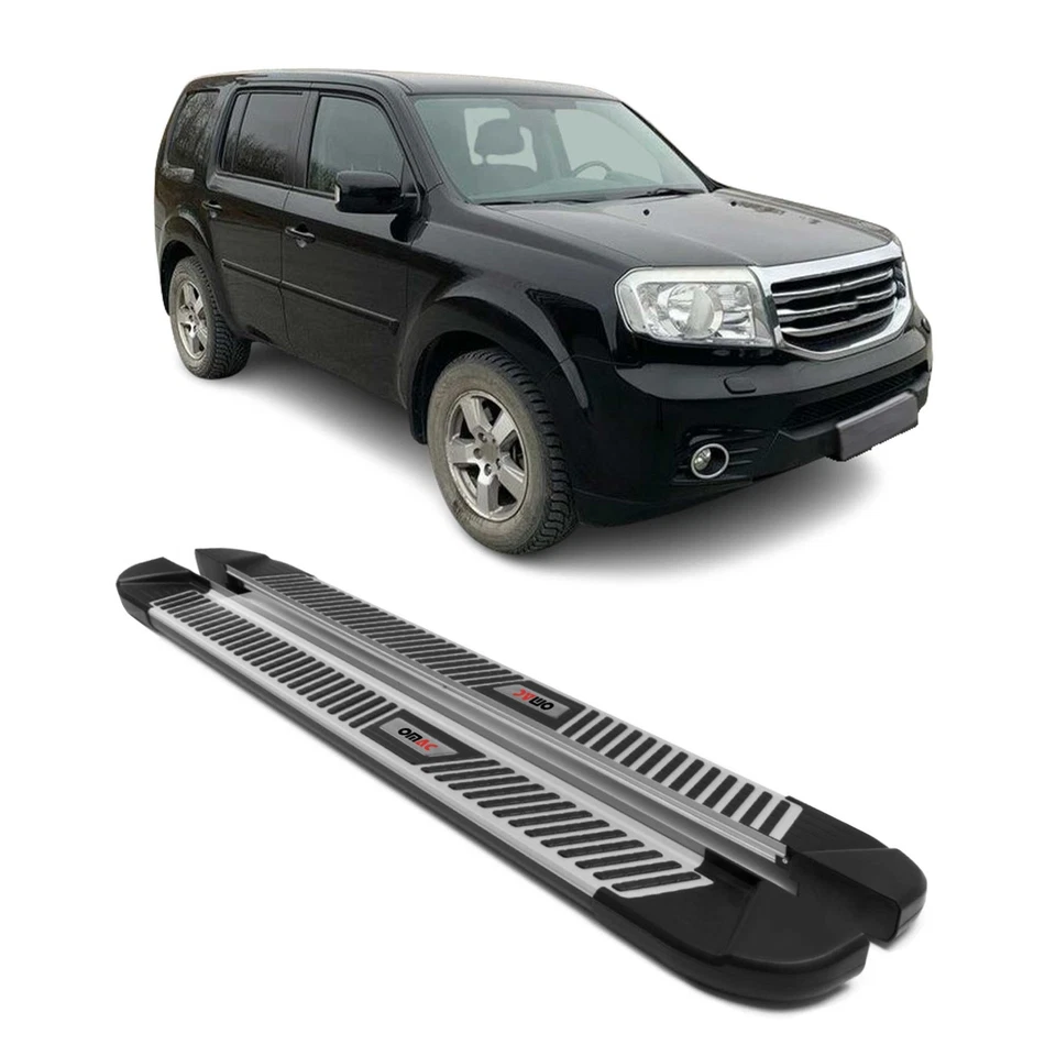 Side Step Nerf Bars Running Boards for Honda Pilot 2009-2015 Black Silver 2Pcs - Image 1 of 4