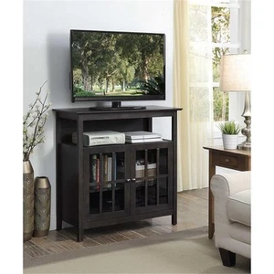 Pemberly Row traditioneller TV-Ständer aus Holz für Fernseher bis 36" in Schokolade - Bild 1 von 4