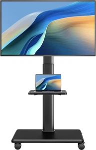 Universal Floor TV Stand, Portable Rolling Floor TV Mount with Wheels, 80 Degree - Picture 1 of 8