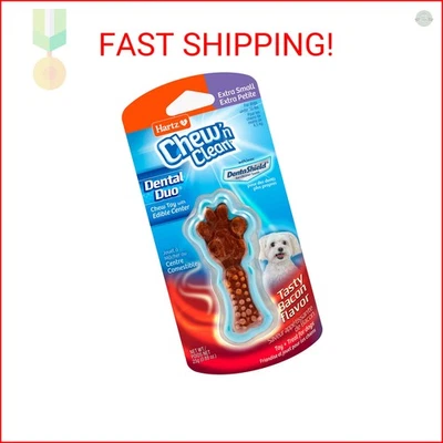 Hartz Chew 'n Clean Dental Dúo Sabor Tocino Dental Perro Masticable Juguete y Tratamiento - Ex Foto 1 de 2