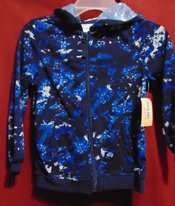 Boys Size 4 Blue Tie-Dye Space Zipper Hoodie w/ Pockets by Highland Original NEW - Picture 1 of 5