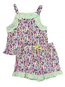 Toddler Girls 2 Piece Colorful Floral Tank Top & Shorts Set Outfit 3T - Picture 1 of 1