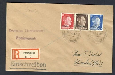 Lituania 1942 cubierta registrada Ponewesch Foto 1 de 2