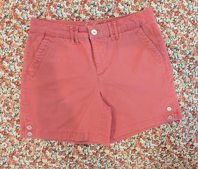 Pantalones Cortos Gloria Vanderbilt Coral Rosa Algodón Elástico 4 Bolsillos Talla 6 Pequeños Foto 1 de 4