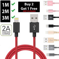 Heavy Duty Metal Braided Lightning USB Charger Cable 1M 2M 3M For iPhone X 7 6 5