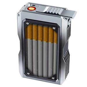 Pocket Visible Cigarette Case With USB Lighter Tobacco Box Holder 20 PCS Holds - Picture 1 of 10