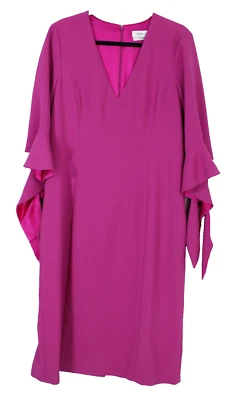 Vestido Vaina Prabal Gurung Rosa Magenta Tejido 3/4 Abertura Manga Campana 16 Foto 1 de 4