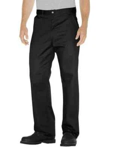 DICKIES WP314 MENS 42 RELAXED FIT COTTON WORK PANTS LENGTH 32 UNHEMMED BLACK - Picture 1 of 3