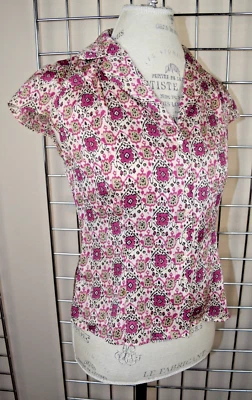 Top Vintage Ann Taylor Loft Talla XS/S 90 Brillante Merlot Púrpura Bronce A Medida Foto 1 de 4