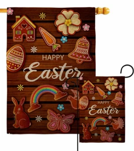 Chocolate Easter Burlap Garden Flag Springtime Decorative Gift Yard House Banner - Picture 1 of 19