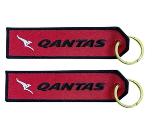 13393 QANTAS AIRWAYS AUSTRALIA RBF REMOVE BEFORE FLIGHT AVIATION FABRIC KEYRING - Picture 1 of 1