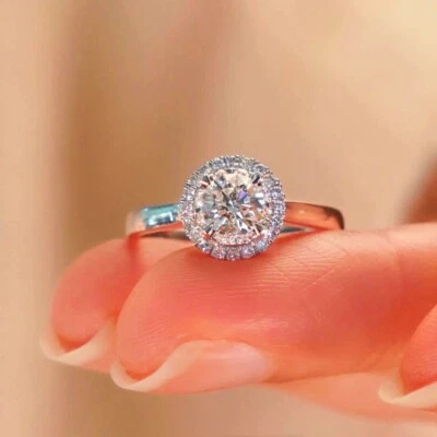 925 Sterling Silver Round Crystal Shine Adjustable Ring Womens Jewellery Gift UK - Image 1 of 4