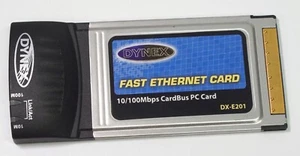 Dynex (DX-E201) Fast Ethernet Card Link / Act 10/100Mbps CardBus PC Card - Picture 1 of 3