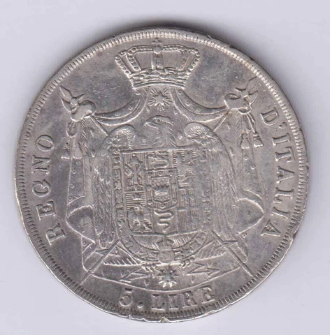 ITALY ITALIA L.5 Lire 1811M Napoleon, silver, see scans (ita313) Cover