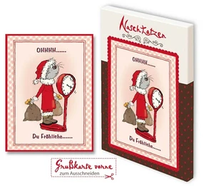 Weihnachtskarte Kunstgrußkarte oh du Fröhliche mit 70gr Vollmilchschokolade - Picture 1 of 3