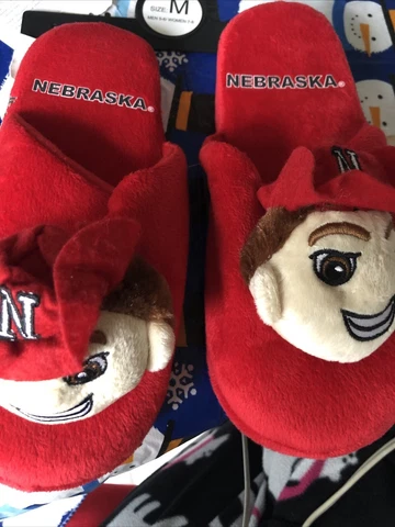 Adult New Nebraska Herbie Husker’s Med Women 7-8 & Men, 5-6 Slip On Slippers Cover