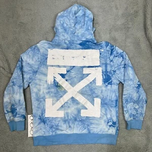 Off White Hoodie Womens Medium M Blue White Tie Dye Sweater Fleece 2013 Virgil 1 - Picture 1 of 11