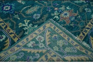 Alfombra de lana turca anudada a mano Oushak 8x10 9x12 alfombra hecha a mano para sala de estar - Imagen 1 de 5