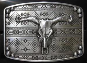 M&F WESTERN Nocona Western Belt Buckle Longhorn Steer Skull Belt Buckle 37716 - Picture 1 of 3