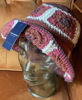 LUCKY BRAND Mujer Crochet Cubo Sombrero Gorra Boho Granny Cuadrado Retro Foto 1 de 4