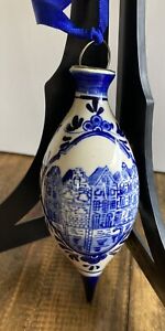 Vintage Delft Holland kobalt niebiesko-biała porcelanowa ozdoba do łzy 5"