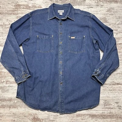 Camisa vaquera vintage Carhartt para hombre XLT alta azul con botones ropa de trabajo occidental Foto 1 de 4