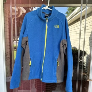 EUC The North Face Boys Fleece Jacket Full Zip Blue & Gray size M Medium 10/12 - Picture 1 of 8