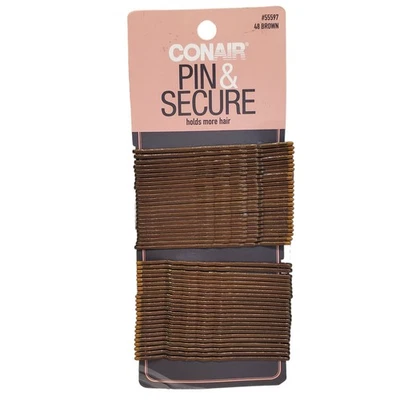Conair Pin and Secure Hair Clips Bobby Pins 48 Brown Hair Pins - Image 1 of 4