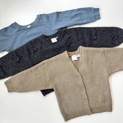 ZARA Niñas Color Orgánico Neutro Manga Larga Suéter Sudadera Paquete Talla 5-6 Foto 1 de 4