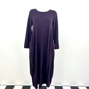 Mama B Purple Cocoon Dress Size Small UK 10 12 Jersey Stretch Midaxi Pockets - Picture 1 of 24