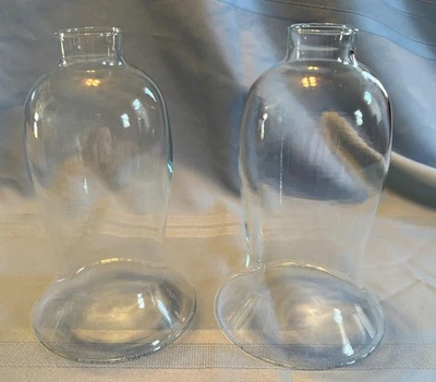 Pair of Vintage Clear Glass Hurricane Candle Lamp or Sconce Replacement Globe - Image 1 of 4