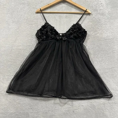 Flora Lingerie Top Women's S Rose Black Babydoll Coquette Cutesy - Image 1 of 4