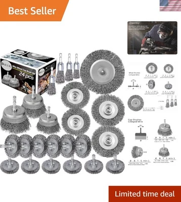 Wire Wheel Cup Brush Set 24 Pack Coarse Crimped Carbon Steel for Drill - Image 1 of 4