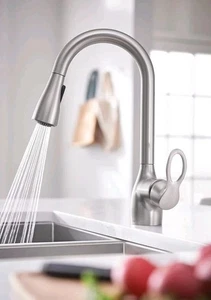 Moen Kleo Spot Resist Stainless One-Handle Pulldown Kitchen Faucet - CA87011SRS - Picture 1 of 4