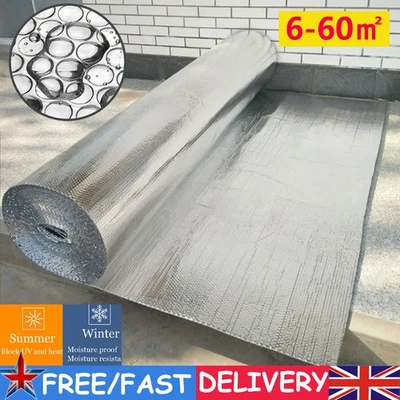 10M 25M 40M 50M Double Bubble Foil Insulation Aluminium Warm Barrier Shed Rolls - Image 1 of 4