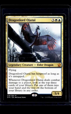 2015 MTG Magic The Gathering DTK Dragons of Tarkir #219 Dragonlord Ojutai LP - Image 1 of 2