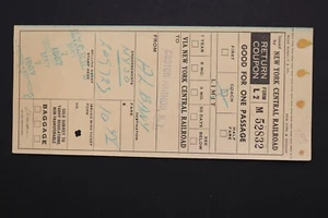 NEW YORK CENTRAL RAILROAD 1967 PASSAGE PASS TICKET TOKEN - Picture 1 of 2