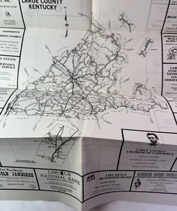 1983 FOLD-OUT MAP OF LARUE COUNTY AND HODGENVILLE KENTUCKY W/ POINTS OF INTEREST - Picture 1 of 3