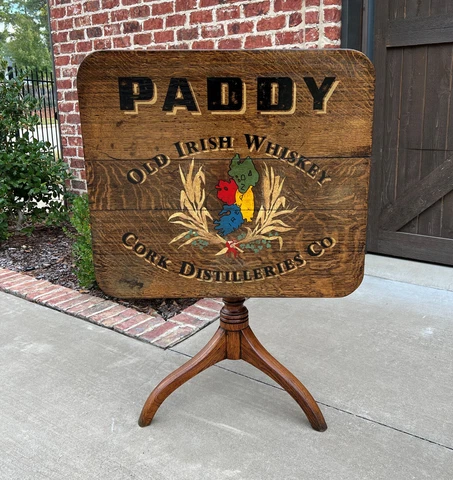 Antique Irish Table Whiskey Pub Table Rectangular Flip Top Table Oak IRELAND Cover