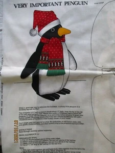 Vintage Cranston Print Works Fabric Panel Very Important Penguin - Picture 1 of 3