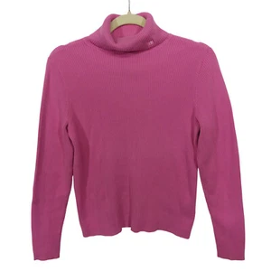 Lauren Ralph Lauren Womens Sweater Size M 100% Cotton Pullover Pink Ribbed Top - Picture 1 of 7