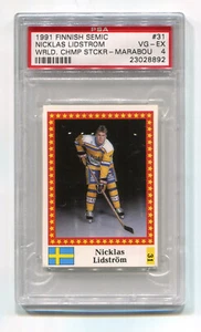 1991 pegatinas finlandesas Semic Marabou 31 Nicklas Lidstrom PSA 4 tarjeta de novato de la corte de radiocontrol - Imagen 1 de 2