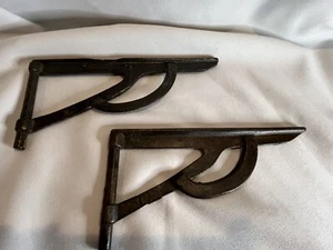 Cast Metal Swing Arm Brackets Set of 2 Plant Hangers Vtg Old 8.5x4" - Picture 1 of 14