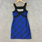 Vintage Shona Joy Womens Dress Size 10 Blue Check Sleeveless A-Line Zip 6618