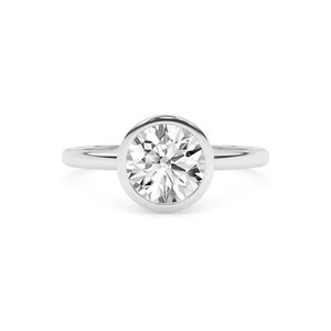 1Ctw Moissanite Bezel Set Solitaire Engagement Ring 925/10K/14K Gold - Picture 1 of 13