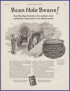Vintage 1929 BEAN HOLE BEANS Baked Beans Maine Ephemera 1920's Print Ad - Picture 1 of 1