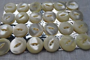 24 Knöpfe echt Perlmutt 25 mm Muschel Iris TrachtenShabby Landhaus Fischauge  - Bild 1 von 2