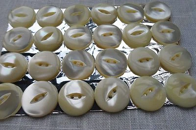 24 Knöpfe echt Perlmutt 25 mm Muschel Iris TrachtenShabby Landhaus Fischauge  - Bild 1 von 2